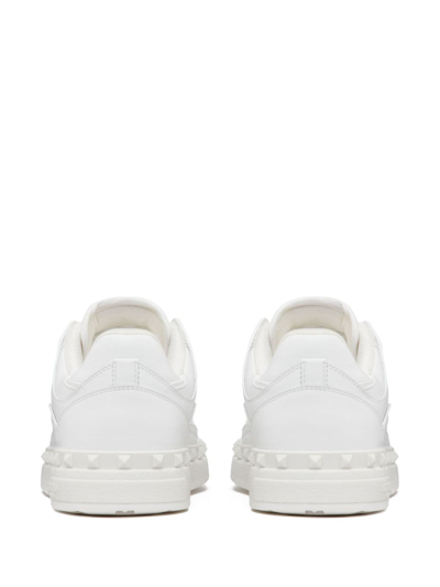 Shop Valentino Freedots Leather Sneakers In White