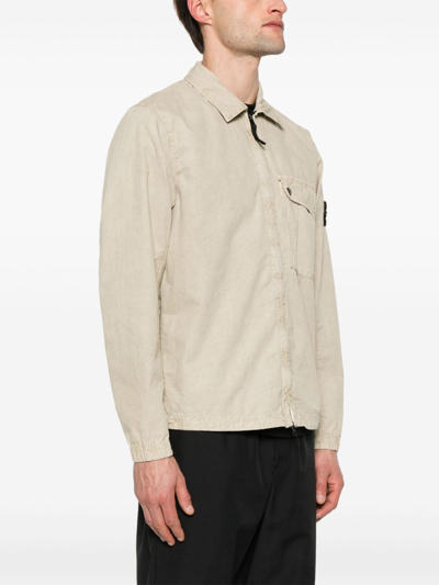 Shop Stone Island Cotton Overshirt In Beige