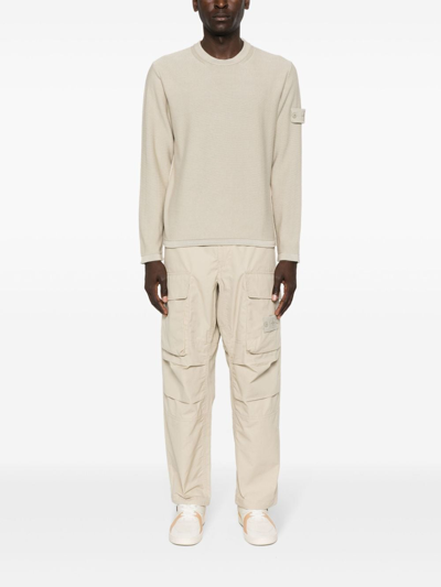 Shop Stone Island Cotton And Cashmere Blend Sweater In Beige
