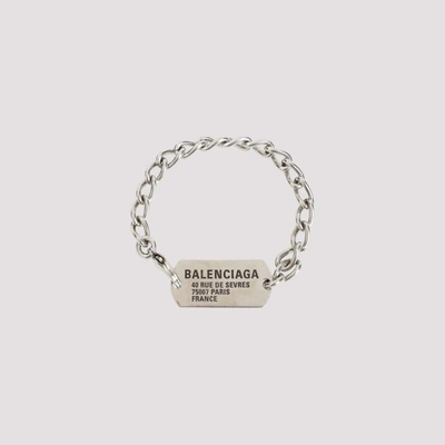 Shop Balenciaga Tags Bracelet In Antique Silver
