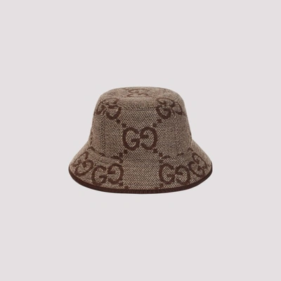 Shop Gucci Wool Bucket Hat M In Brown Multicolor