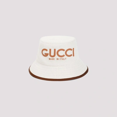 Shop Gucci Cotton Bucket Hat In Beige Natural