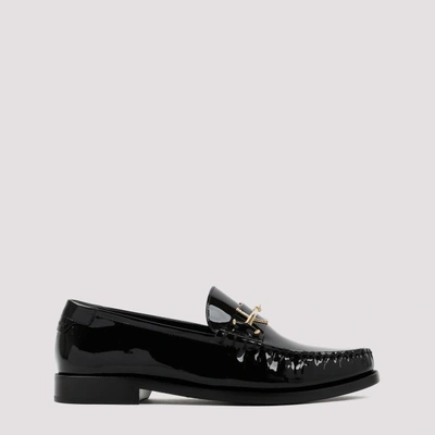 Shop Saint Laurent Leather Loafers 40 In Nero