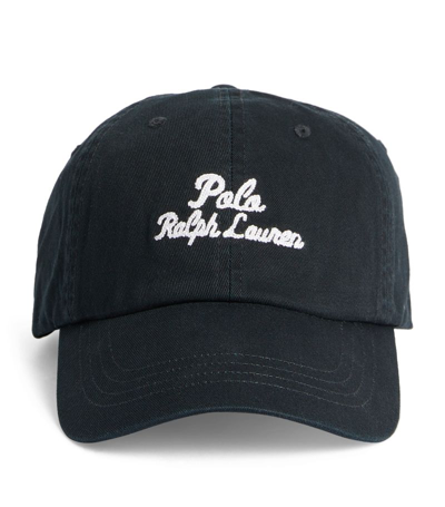 Shop Polo Ralph Lauren Cotton Logo Baseball Cap In Black