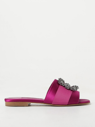 Shop Manolo Blahnik Flat Sandals  Woman Color Pink
