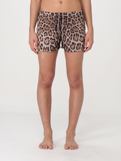 Dolce & Gabbana Swimsuit With Animal Print And Back Pocket In Multicolor