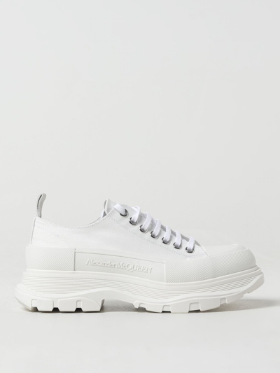 Shop Alexander Mcqueen Sneakers In Canvas In White