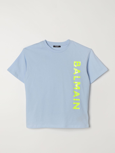 Shop Balmain T-shirt  Kids Kids Color Sky Blue