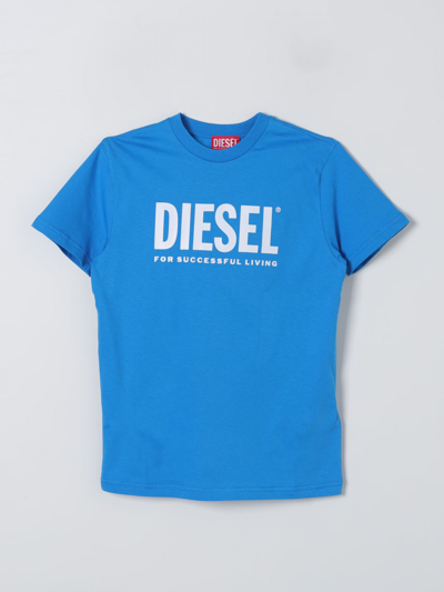 Shop Diesel T-shirt  Kids Color Royal Blue