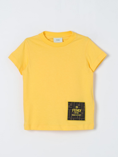 Shop Fendi T-shirt  Kids Color Yellow