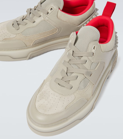 Shop Christian Louboutin Astroloubi Leather And Suede Sneakers In White
