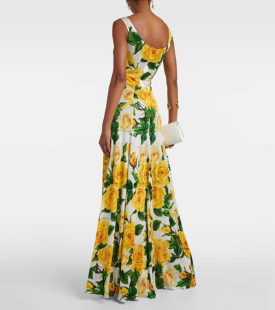 Shop Dolce & Gabbana Floral Pleated Maxi Dress In White