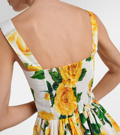 Dolce & Gabbana Rose-print Cotton Minidress In White