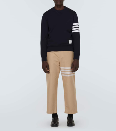 Shop Thom Browne 4-bar Cropped Cotton Straight Pants In Brown