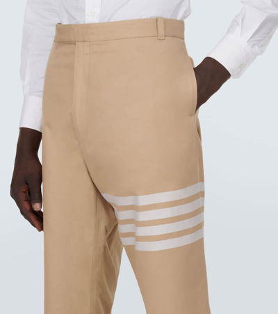Shop Thom Browne 4-bar Cropped Cotton Straight Pants In Brown