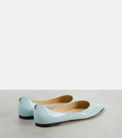 Shop Jimmy Choo Love Patent Leather Ballet Flats In Blue
