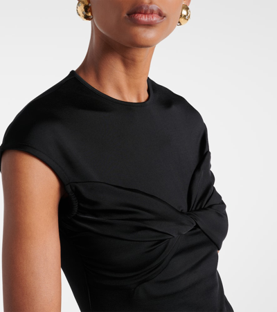 Tove Paola Shiny Twist-front Top In Black