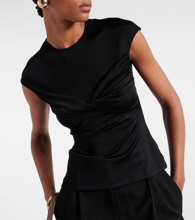 Tove Paola Shiny Twist-front Top In Black