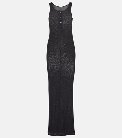 Shop Ami Alexandre Mattiussi Knitted Cotton Maxi Dress In Black