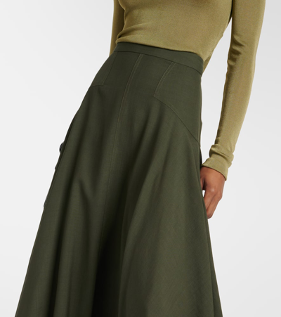 Shop Loro Piana Flavia Wool Maxi Skirt In Green