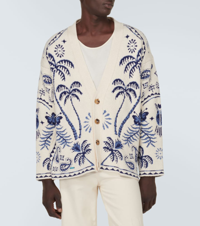 Shop Alanui Lush Nature Cotton And Wool Cardigan In White