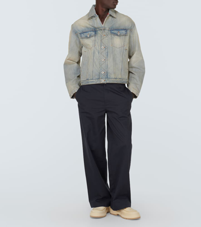 Kenzo Drawn Varsity Embroidered Denim Jacket In Blue