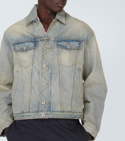 Kenzo Drawn Varsity Embroidered Denim Jacket In Blue