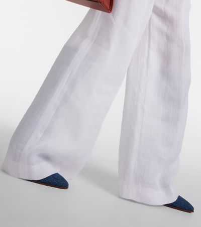 Shop Chloé Ramie Wide-leg Pants In White