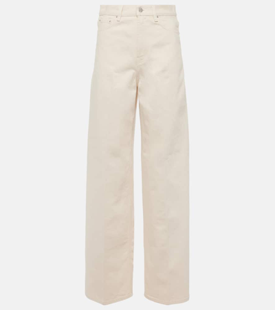 Totême Pleated High-rise Wide-leg Organic Jeans In White