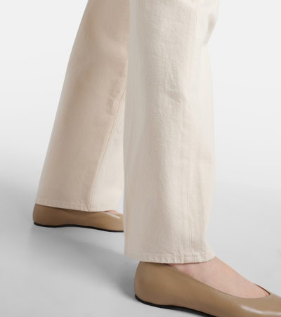 Totême Pleated High-rise Wide-leg Organic Jeans In White