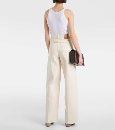Totême Pleated High-rise Wide-leg Organic Jeans In White