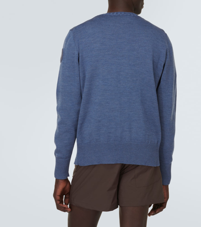 Shop Canada Goose Rosseau Crewneck Wool Sweater In Blue