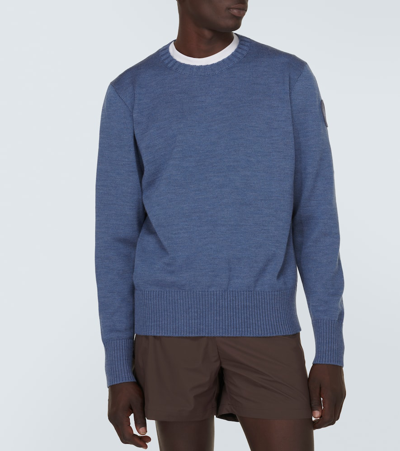 Shop Canada Goose Rosseau Crewneck Wool Sweater In Blue