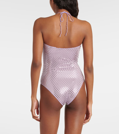 Oseree Disco Necklace Halterneck Swimsuit In Purple