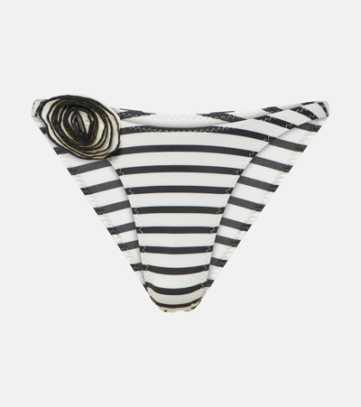 Shop Same Rose 90s Striped Bikini Bottoms In Cream Black Stripe