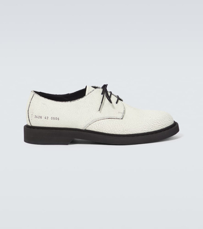 Shop Common Projects Cracked Leather Derby Shoes In White