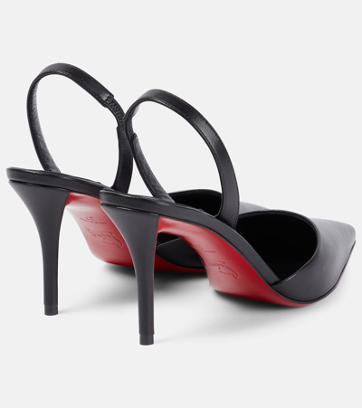 Shop Christian Louboutin Apostropha Leather Slingback Pumps In Black/lin Black