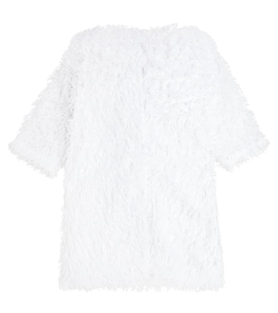 Shop Caroline Bosmans Bow-detail Faux Feather Dress In White