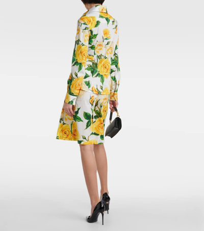 Dolce & Gabbana Floral-print Stretch-cotton Poplin Shirt In Rose Gialle Fdo Bco