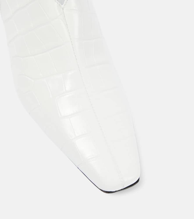 Shop Totême The Croco Slim Leather Slingback Pumps In White