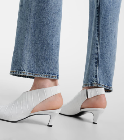 Totême + Net Sustain The Croco Slim Croc-effect Leather Ankle Boots In White