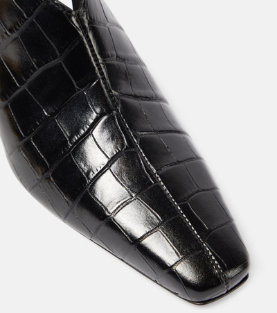Shop Totême The Mid Heel Croco Leather Slingback Pumps In Black