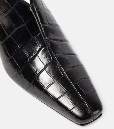 Totême The Mid Heel Croco Leather Slingback Pumps In Black