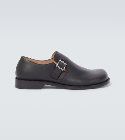 Shop Loewe Campo Leather Derby Shoes In Black