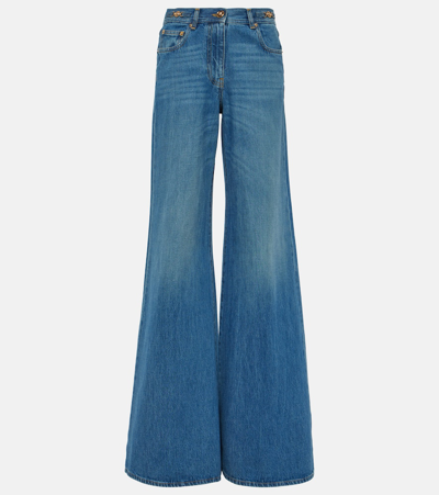 Shop Versace Medusa '95 High-rise Flared Jeans In Medium Blue