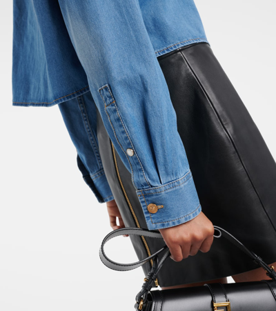 Versace Cropped Blue Denim Shirt In Medium Blue