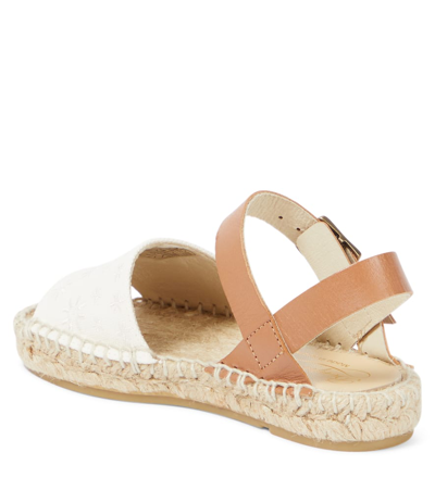 Bonpoint Fava Leather-trimmed Espadrilles In Ecru