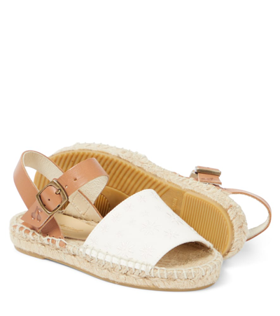 Bonpoint Fava Leather-trimmed Espadrilles In Ecru
