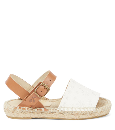 Bonpoint Fava Leather-trimmed Espadrilles In Ecru