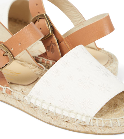 Bonpoint Fava Leather-trimmed Espadrilles In Ecru